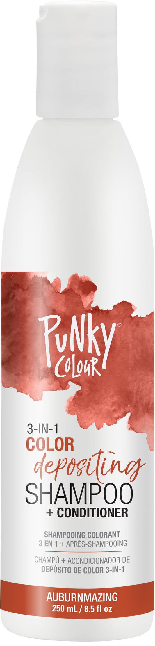 Punky Colour 3-in-1 color depositing cleanser bottle enhances AuburnAmazing shade