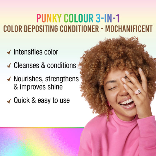 Punky Colour 3-in-1 foamy lather shows cleansing, conditioning, and tint in one step.