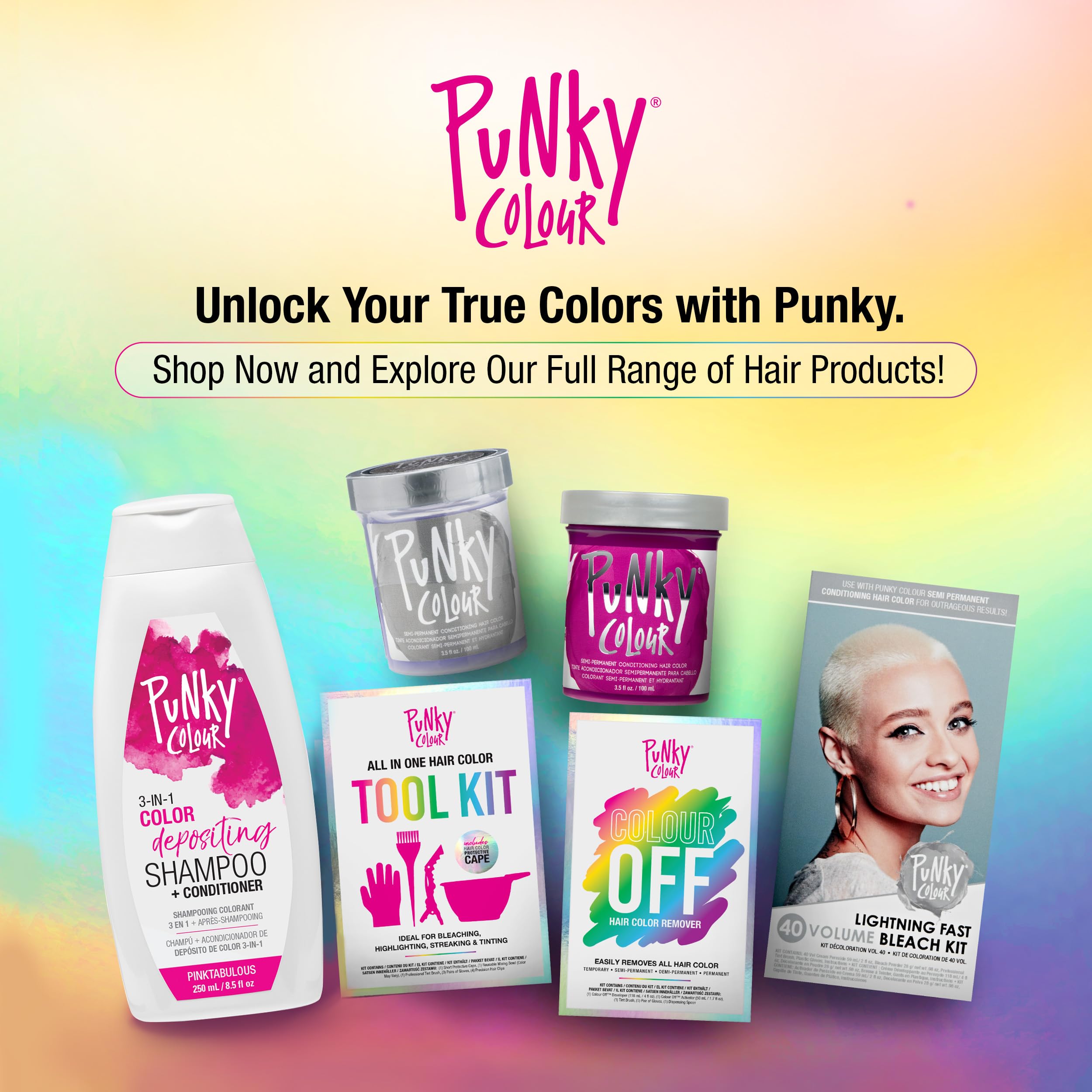 Punky Colour 3-in-1 Pinktabulous lifestyle shot for all hair types.