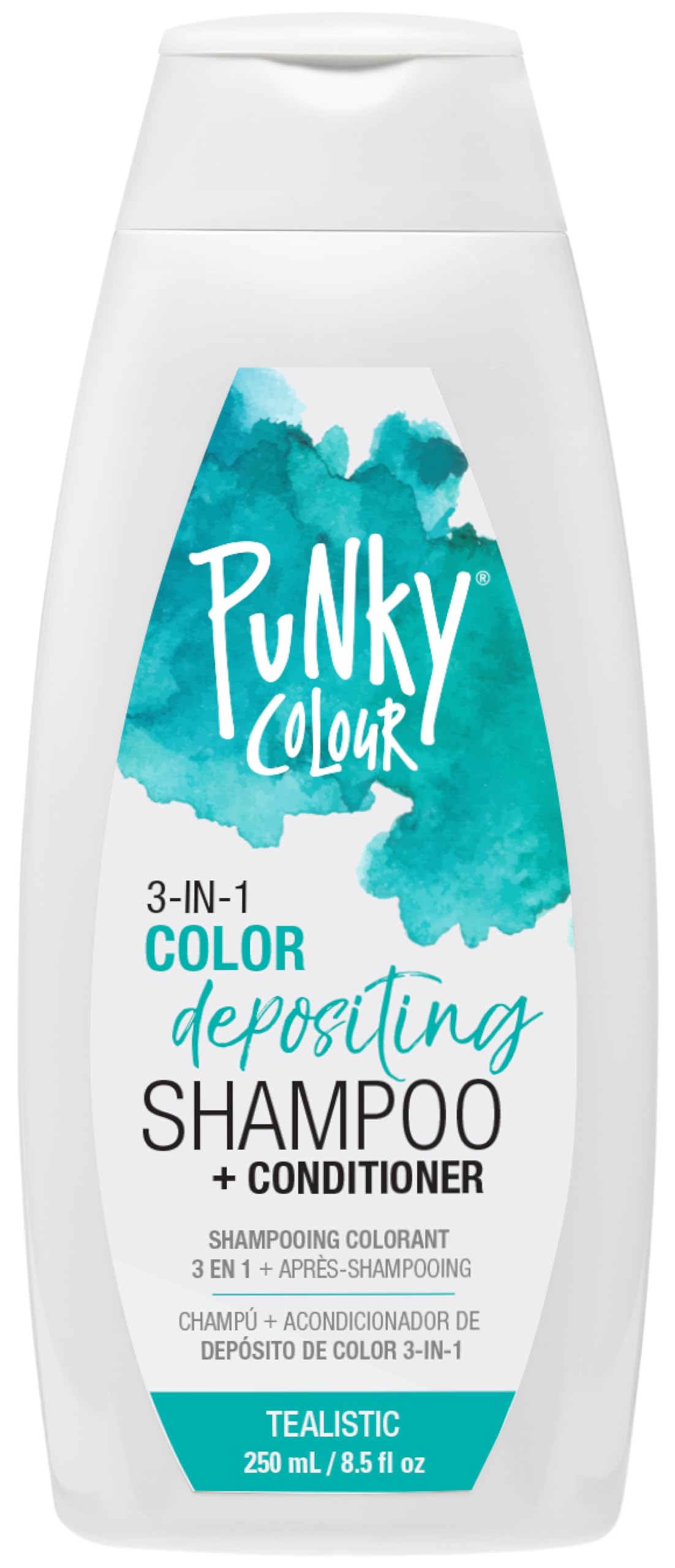 Punky Colour Tealistic bottle front with teal deposit for vibrant color refresh