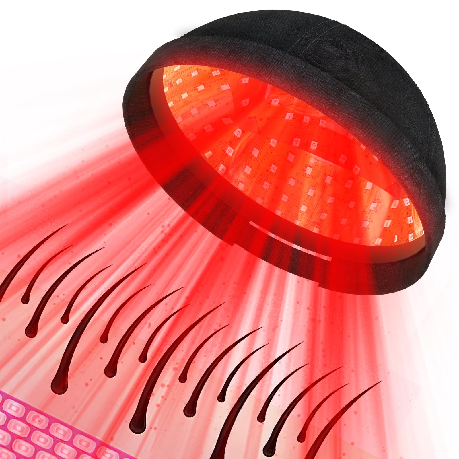 PUPCA Laser Cap front view, wearable device for potential hair growth support