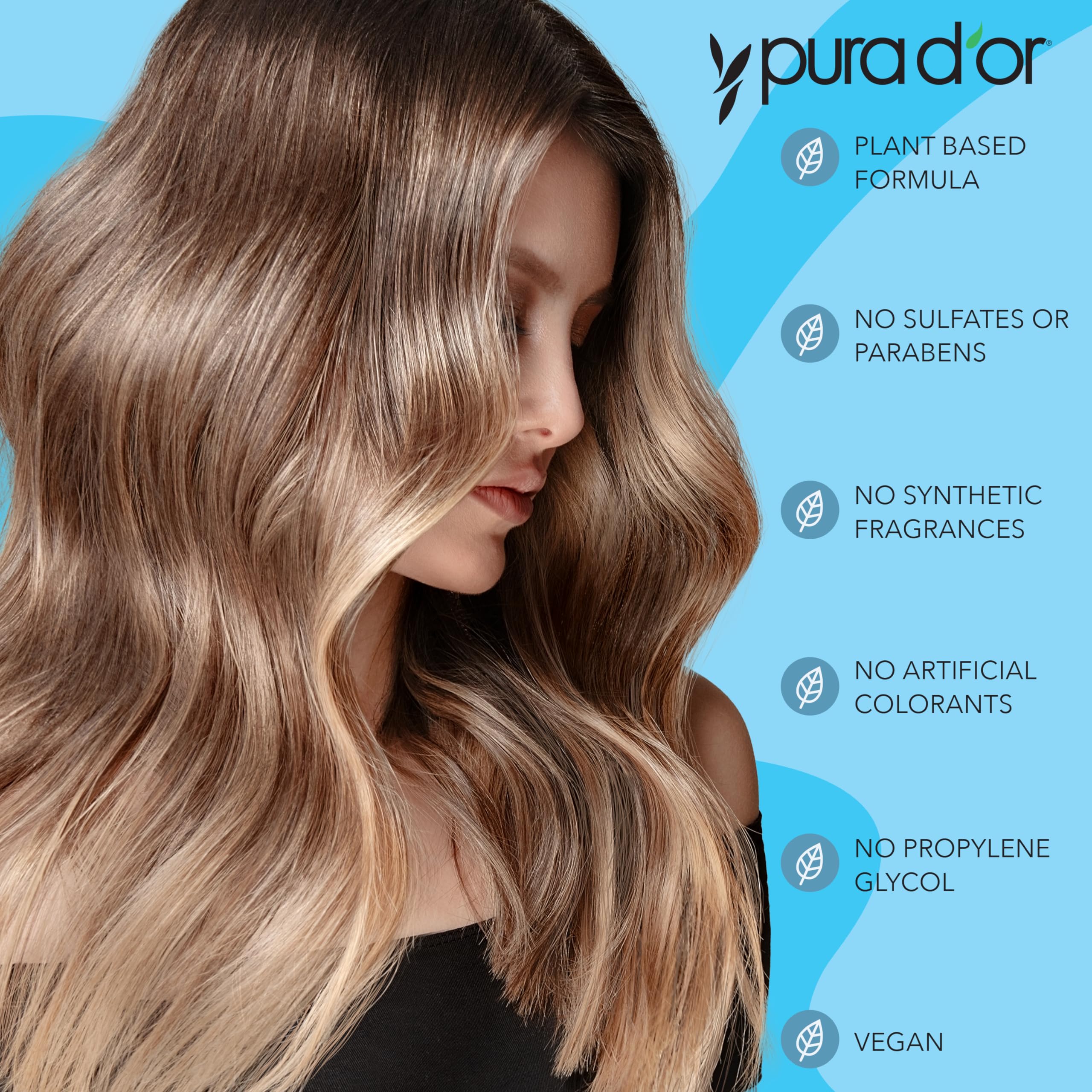PURA D'OR aloe vera base packaging suggesting gentle daily cleansing for hair
