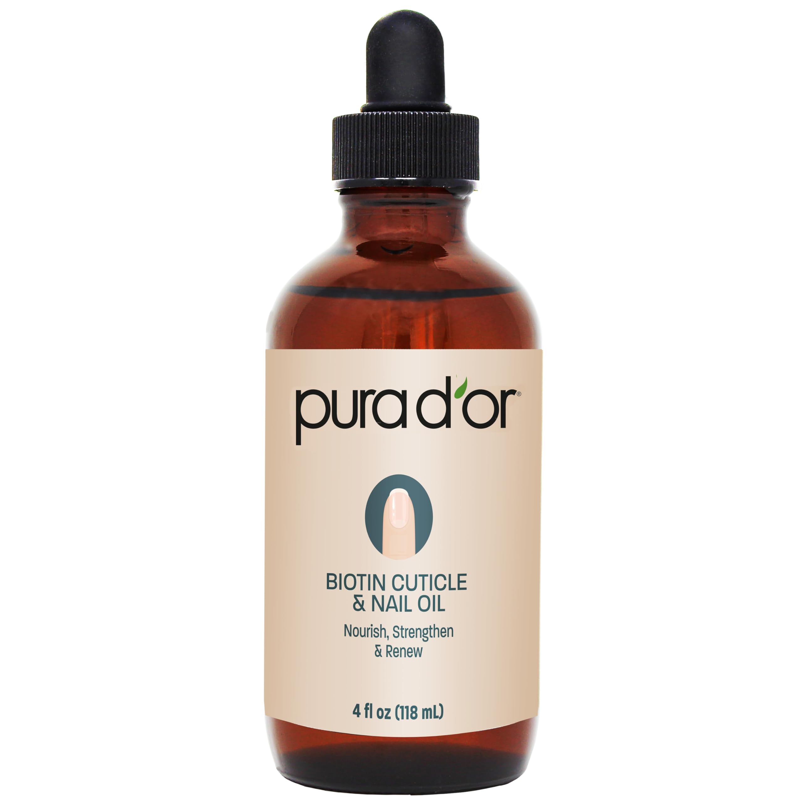 PURA D'OR biotin cuticle oil bottle with dropper for nail hydration