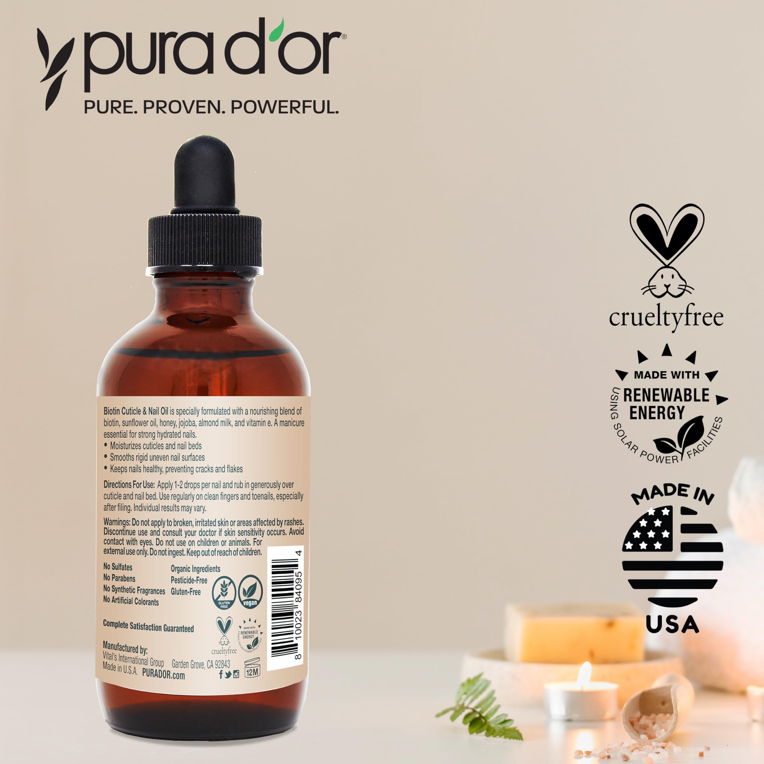 Cruelty-free packaging symbol on PURA D'OR box