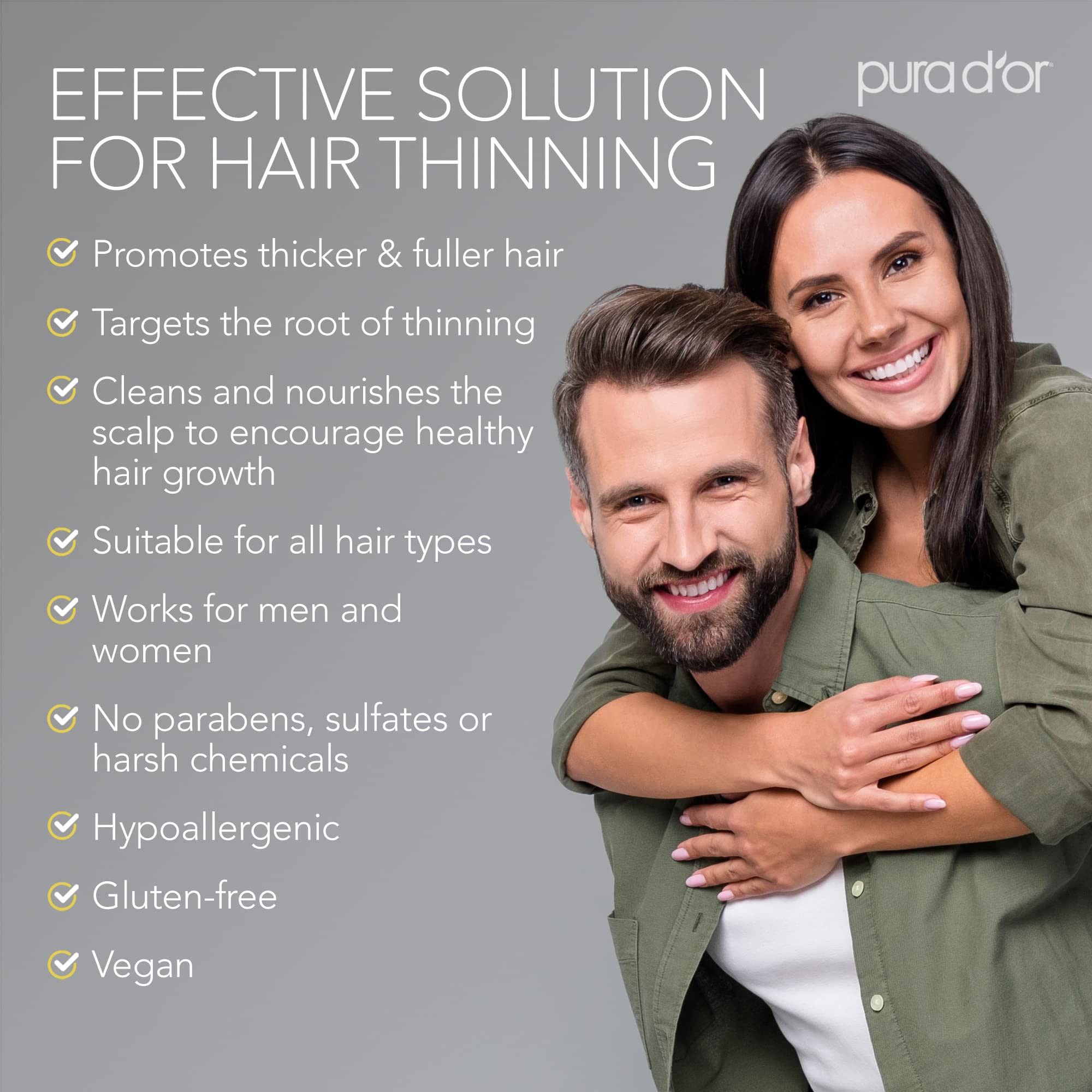 PURA D'OR lather demonstrates smoother, shinier hair after conditioning.