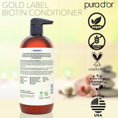 PURA D'OR packaging label emphasizes cruelty-free and sulfate-free benefits.