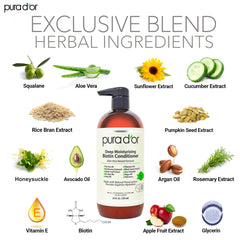 PURA D'OR conditioner pump dispensing for easy application and frizz control.