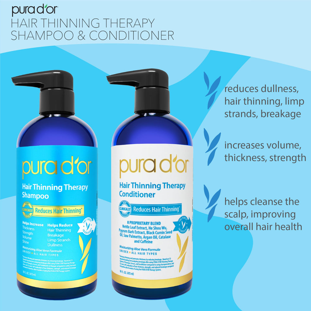 PURA D'OR Hair Thinning Therapy Conditioner bottle ready for detangling and smoothness