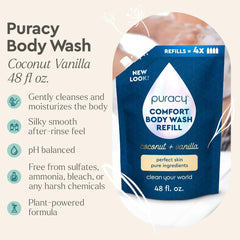 Creamy lather from Puracy Comfort Body Wash provides gentle cleansing