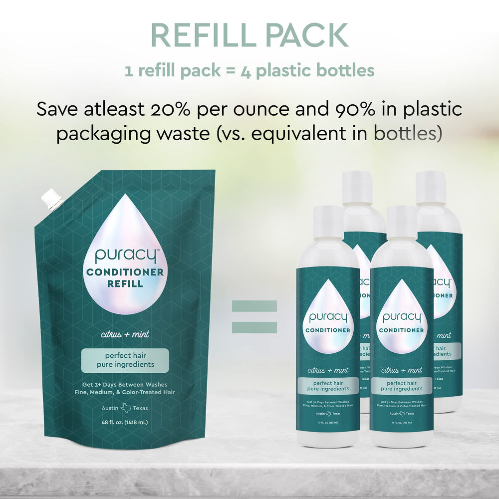 Puracy conditioner on color-treated hair close-up helps maintain vibrancy