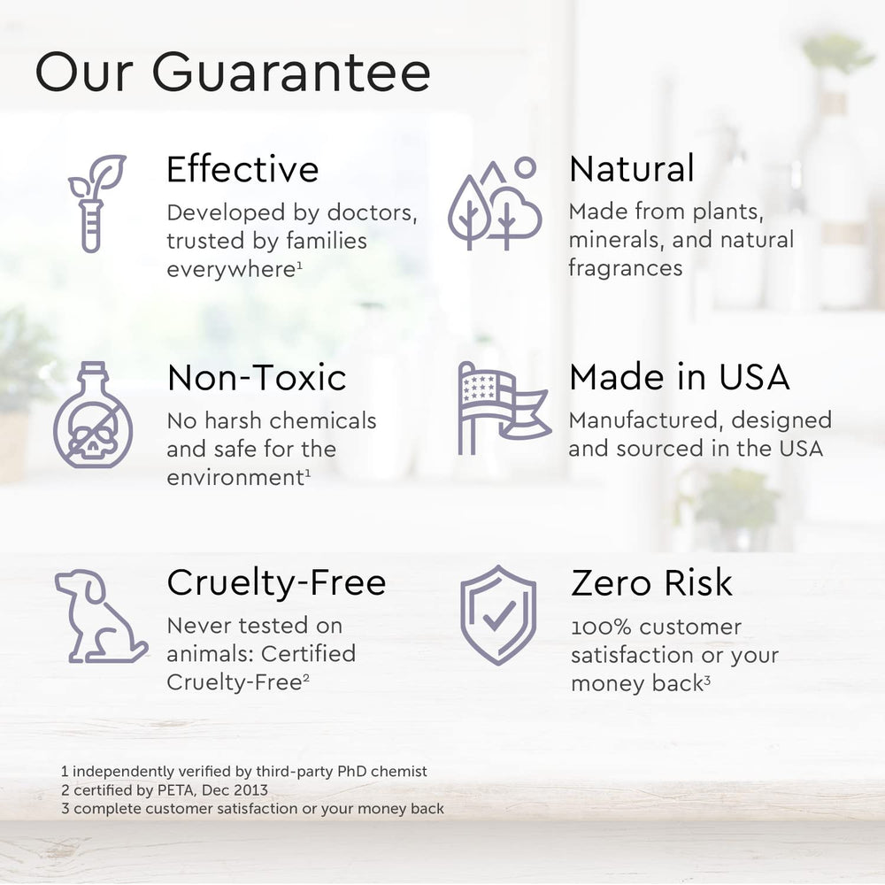 Product packaging indicates lavender-vanilla scent and plant-based formula