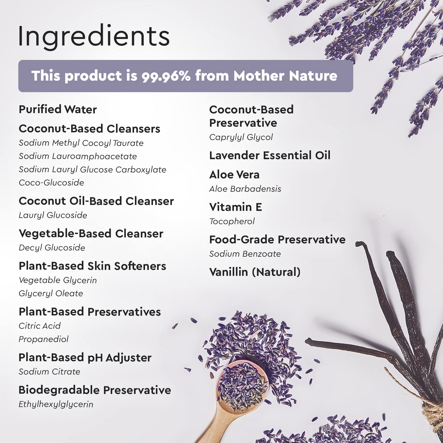 Vitamin E and Aloe Vera badge on Puracy bottle signaling skin-softening formula.
