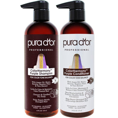 PURA D'OR Color Harmony purple shampoo bottle pour for color-treated hair maintenance