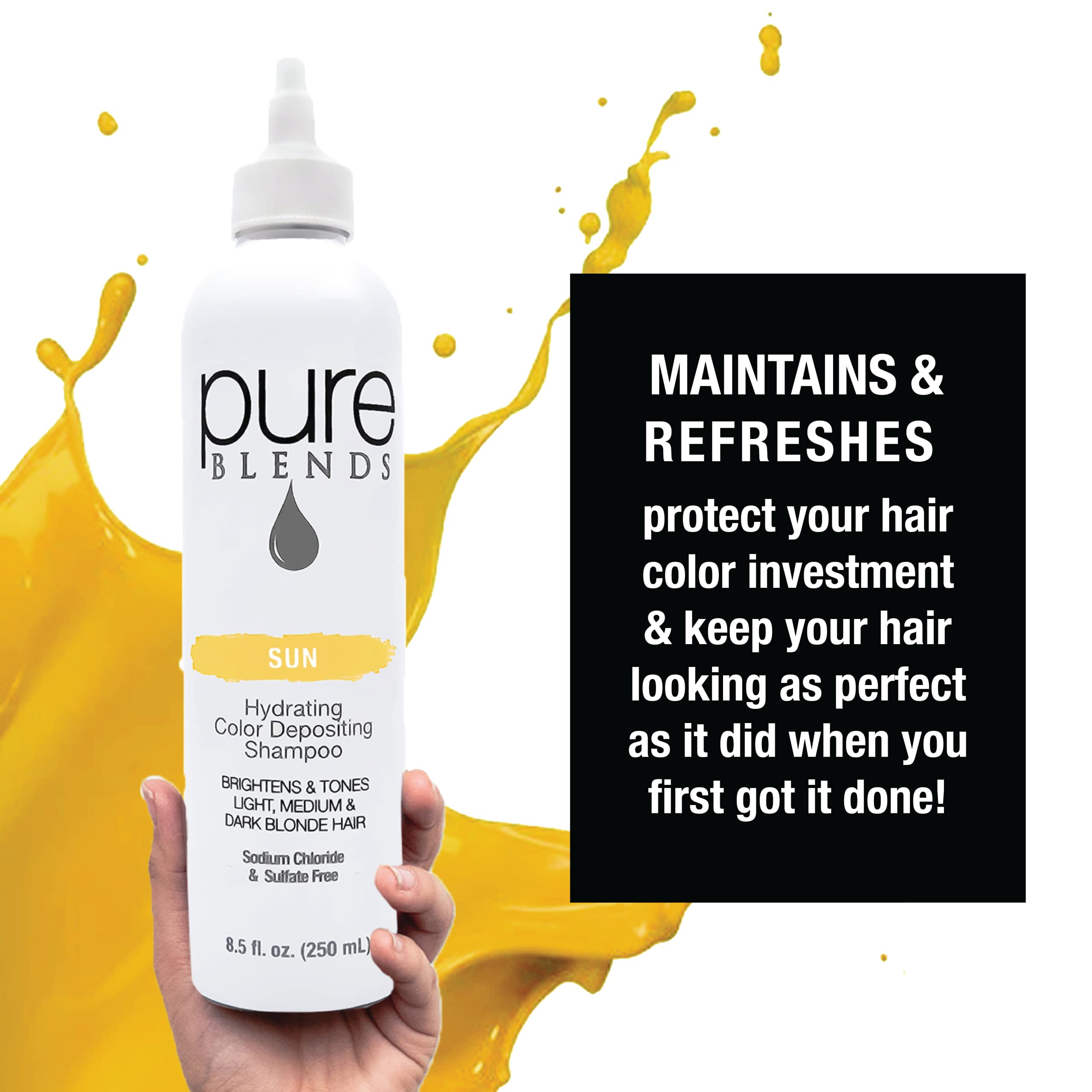 Pure Blends Sun Hydrating Color Depositing Shampoo foam texture enriching hair color.