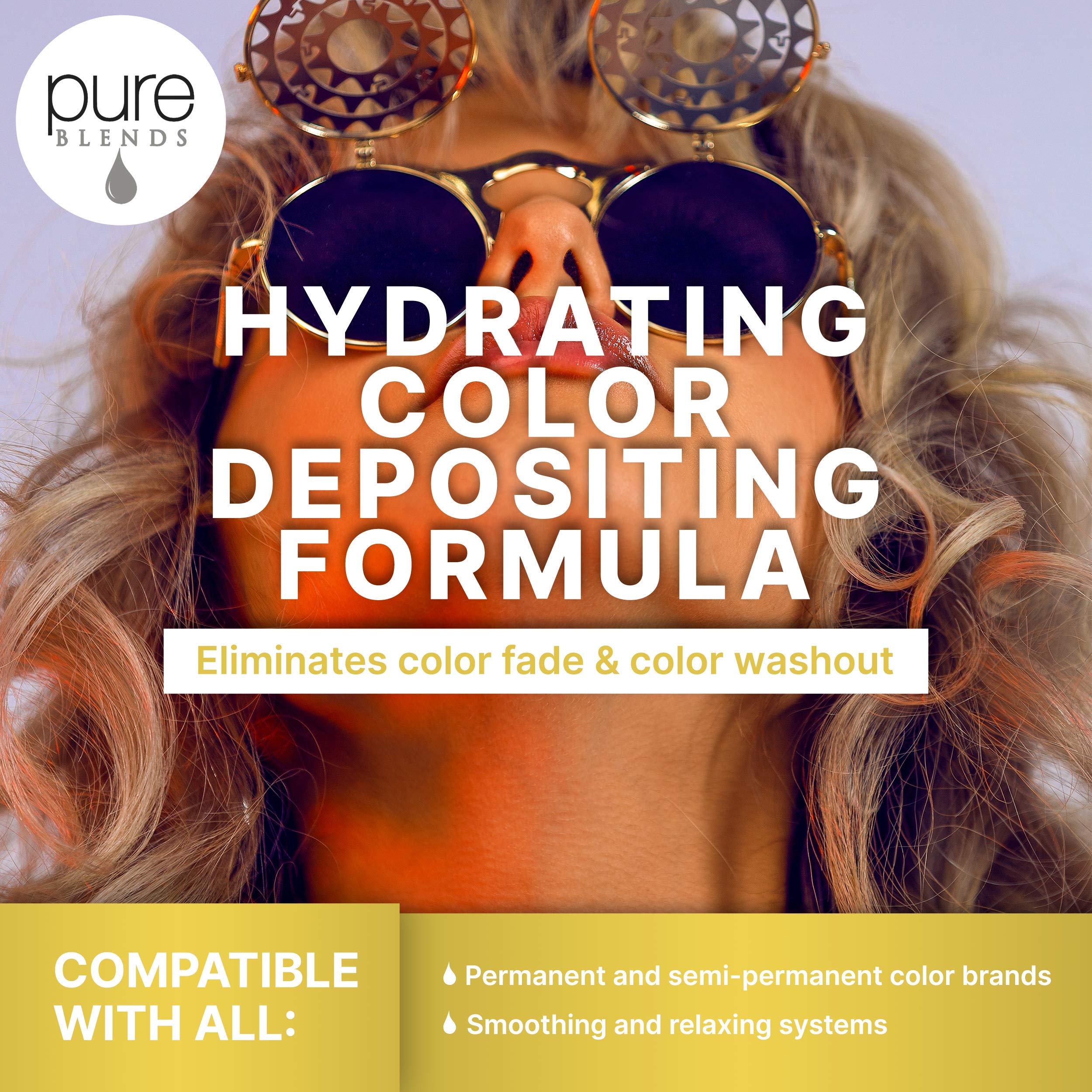 Pure Blends Sun Hydrating Color Depositing Shampoo pump application shows even color deposit.
