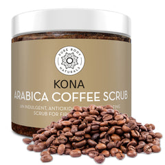 Pure Body Naturals Arabica Coffee Scrub jar with rich texture and caffeine aroma