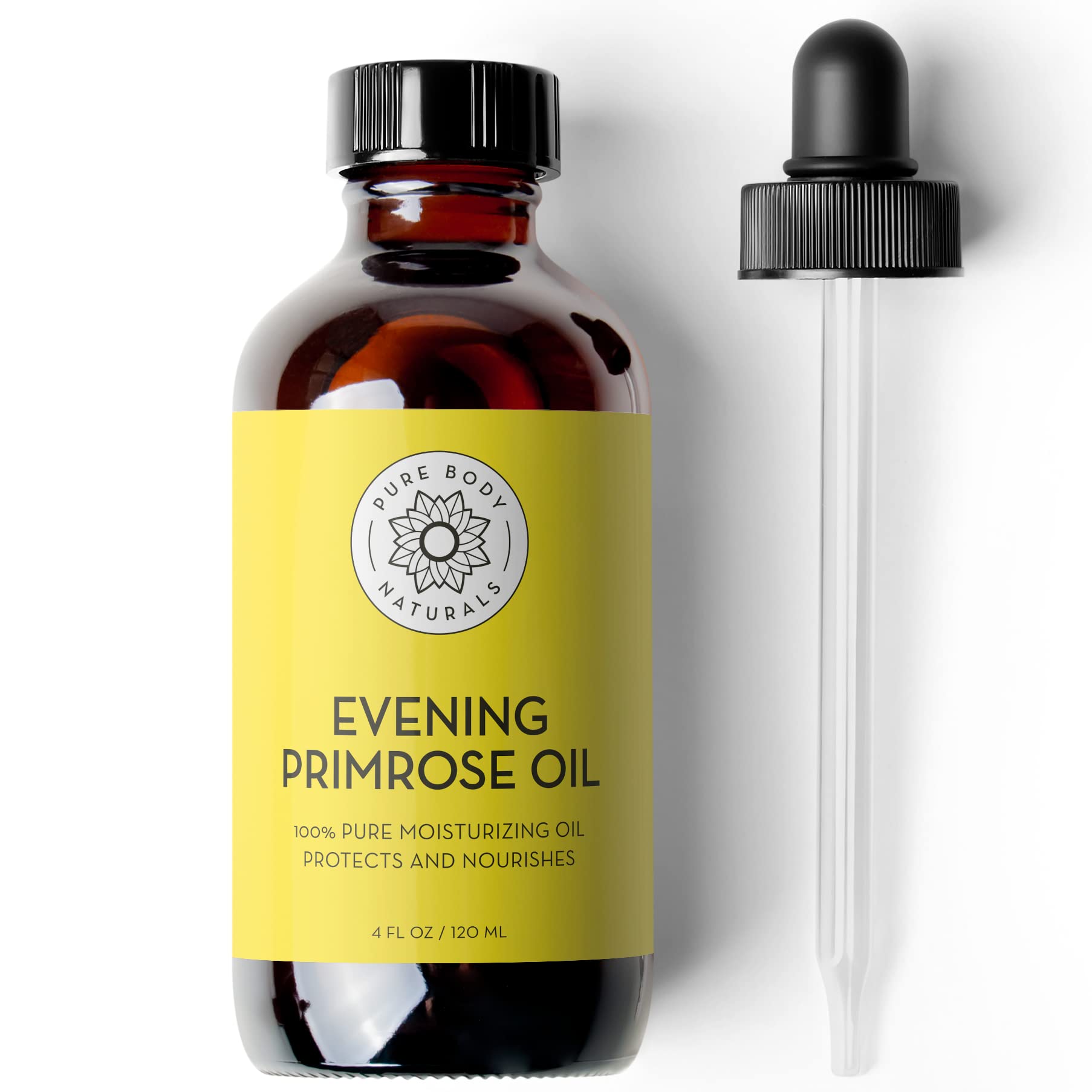 Pure Body Naturals Evening Primrose Oil bottle for skin and hair care