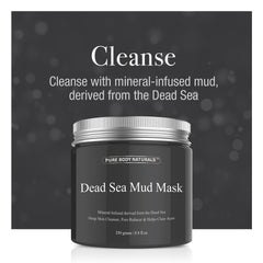 Pure Body Naturals Indian Healing Bentonite Clay Mask jar emphasizes purifying clay for a balanced surface.