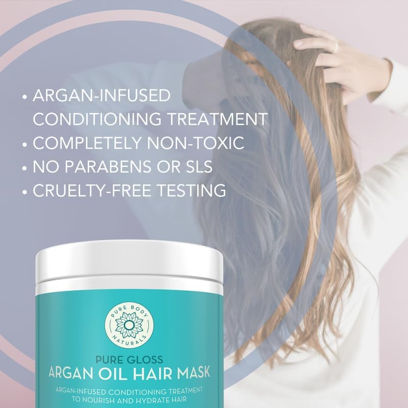 Pure Body Naturals hair mask hands-application demonstrates even distribution.