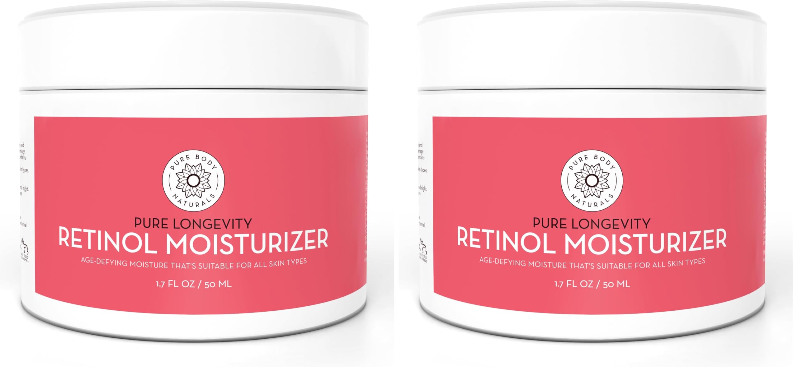 Pure Body Naturals Retinol Moisturizer jar front promoting deep hydration.