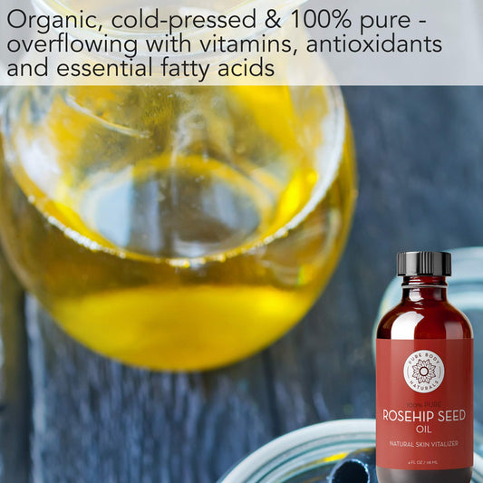Pure Body Naturals Rosehip Oil on skin showing quick absorption and non-greasy finish.