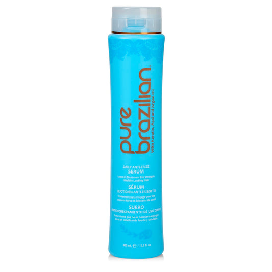 Pure Brazilian anti-frizz daily leave-in serum bottle for smooth frizz control and shine