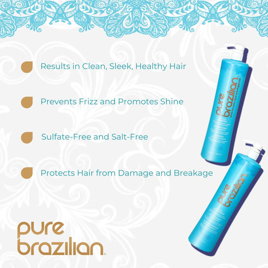 Pure Brazilian shampoo being poured for frizz-free, nourished hair