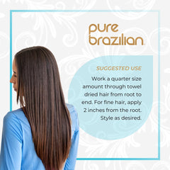 Packaging highlights keratin, argan oil, and essential nutrients for hair health
