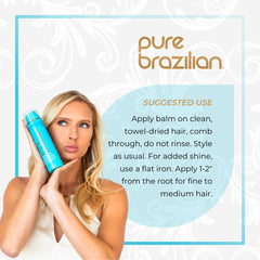 Hair with a natural, sleek shine after using Pure Brazilian balm.