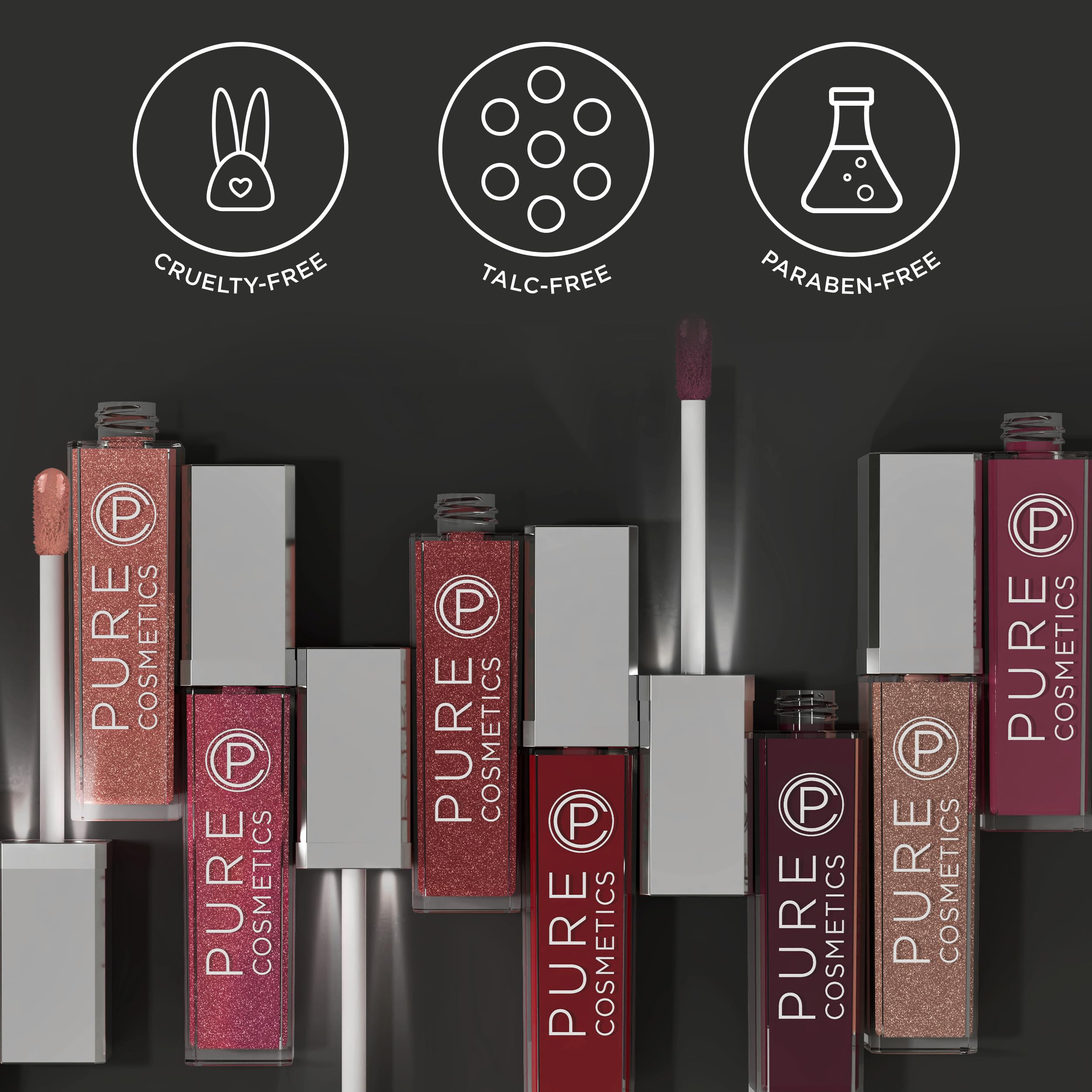 Pure Cosmetics Interstellar lip gloss swept onto lips with a soft, shimmery glow.