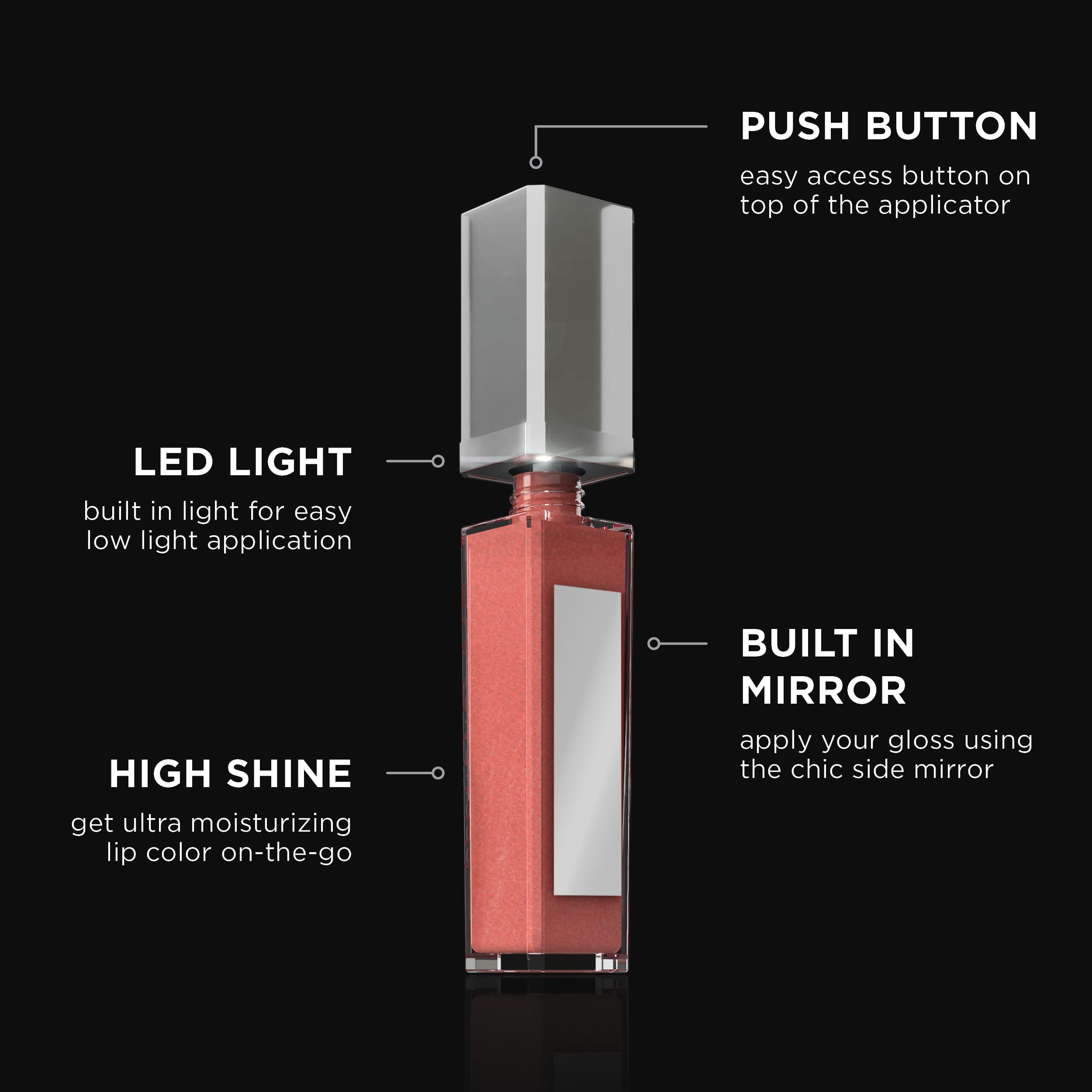 Pure Cosmetics Interstellar lip gloss enriched with jojoba oil for deep hydration.