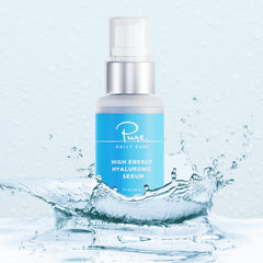 Pure Daily Care High Energy Hyaluronic Serum pump closeup demonstrates easy, precise dispensing.