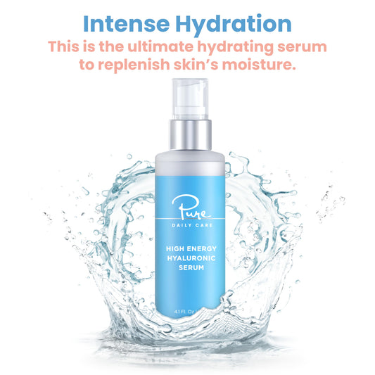 Pure Daily Care High Energy Hyaluronic Serum pump enables easy, mess-free application and even distribution.