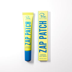 Pure Daily Care Zap Patch serum bottle closeup showing redness-reducing formula.