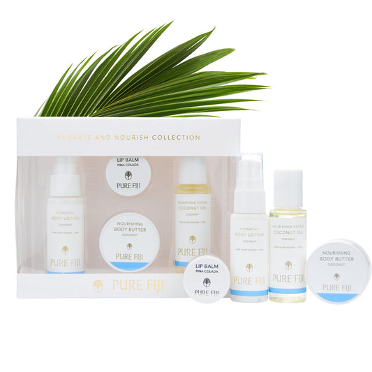Pure Fiji Body Lotion bottle hydrates daily for soft, smooth skin.