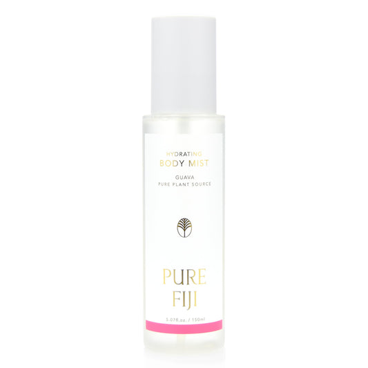 PURE FIJI Hydrating Body Mist Guava bottle delivers instant moisture and dewy skin.