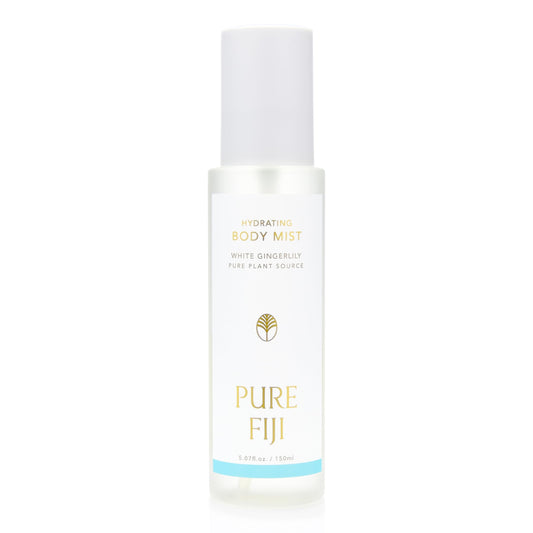 PURE FIJI Hydrating Body Mist bottle shows instant moisture for dewy skin.