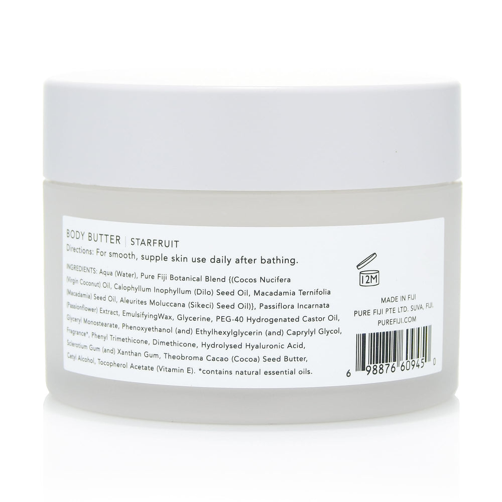 Pure Fiji Nourishing Body Butter starfruit cream swirls show luxurious texture.