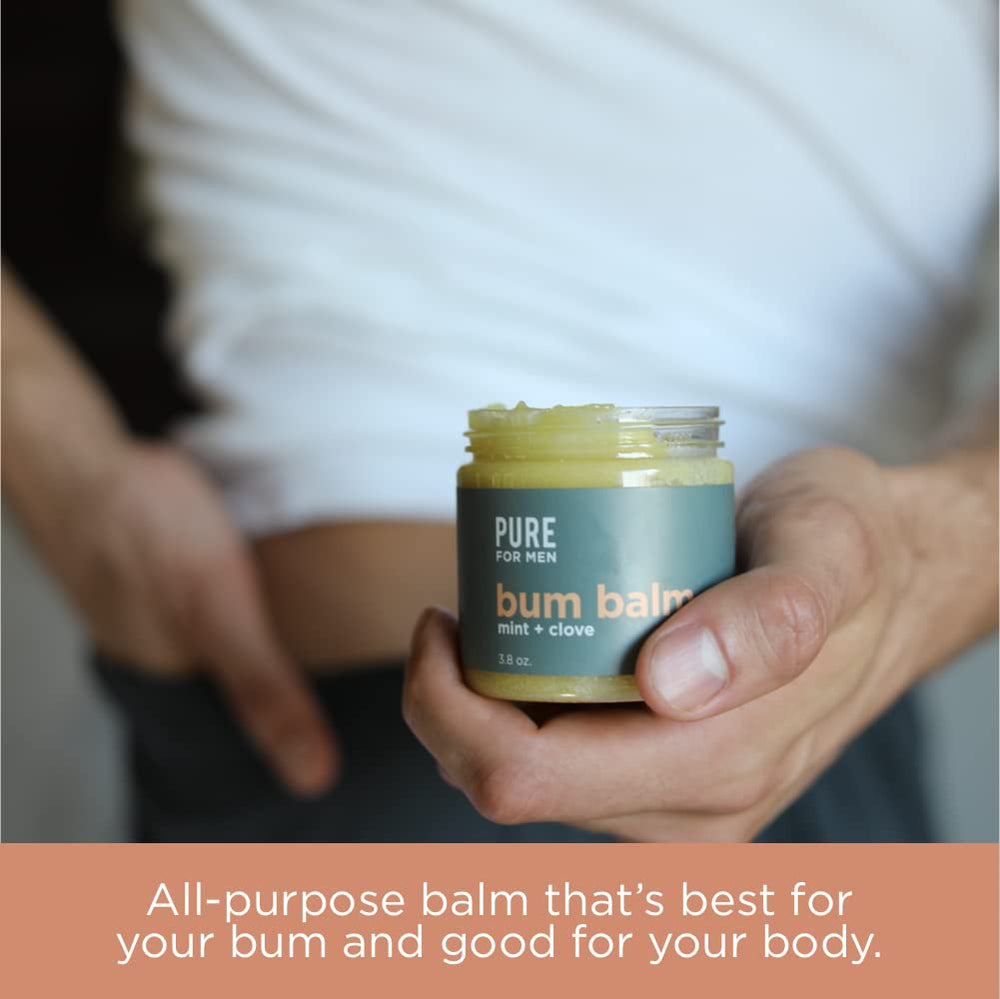 All-over use with Pure for Men Bum Balm on skin and bearded areas