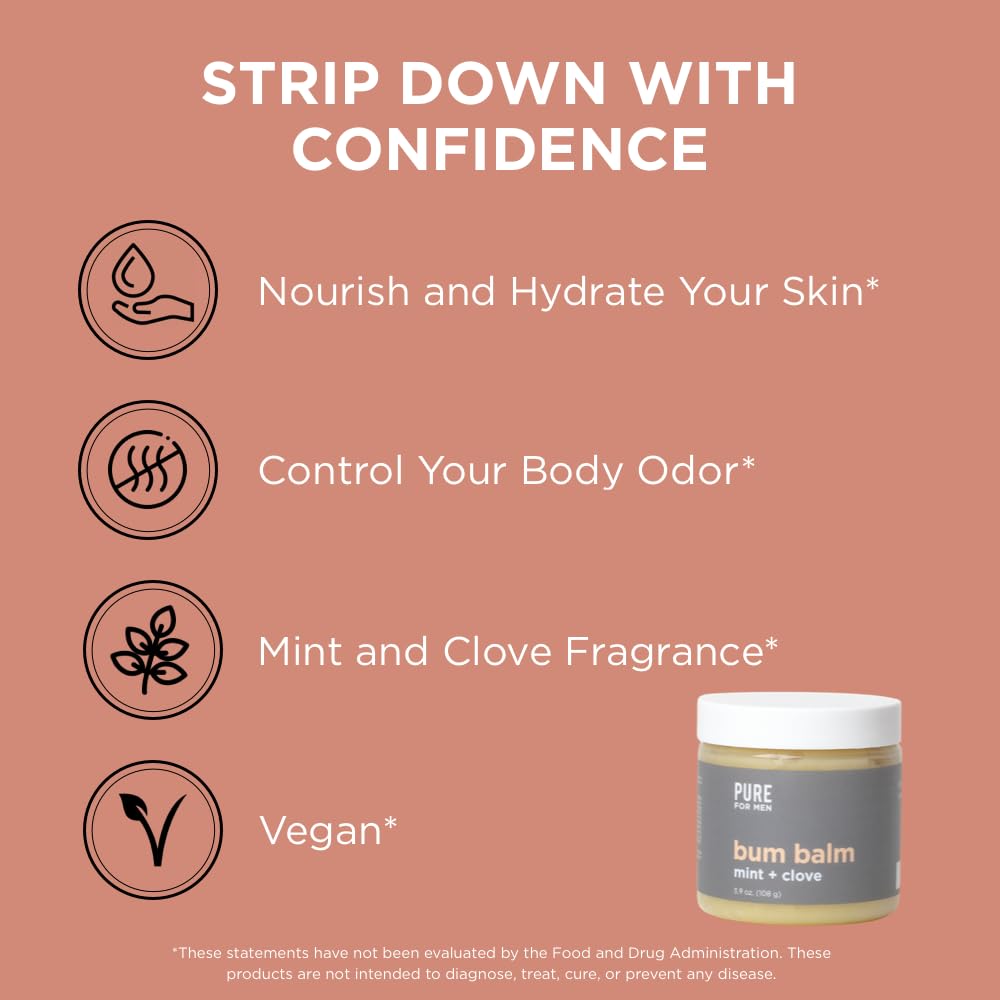 Mint and clove scent in Pure for Men Bum Balm for fresh odor control