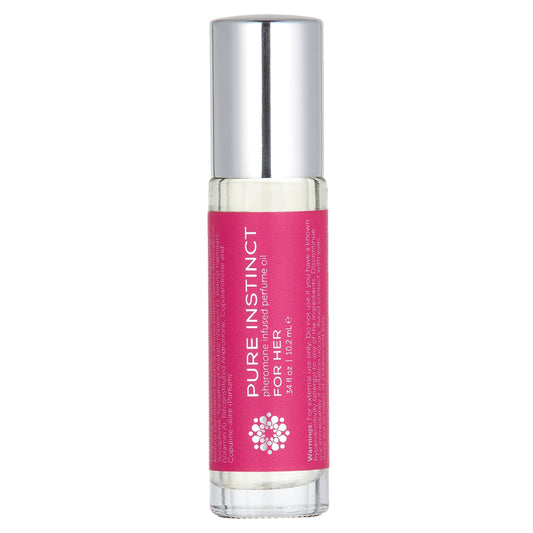 Pure Instinct Roll-On bottle close-up showing travel-ready packaging for on-the-go scent