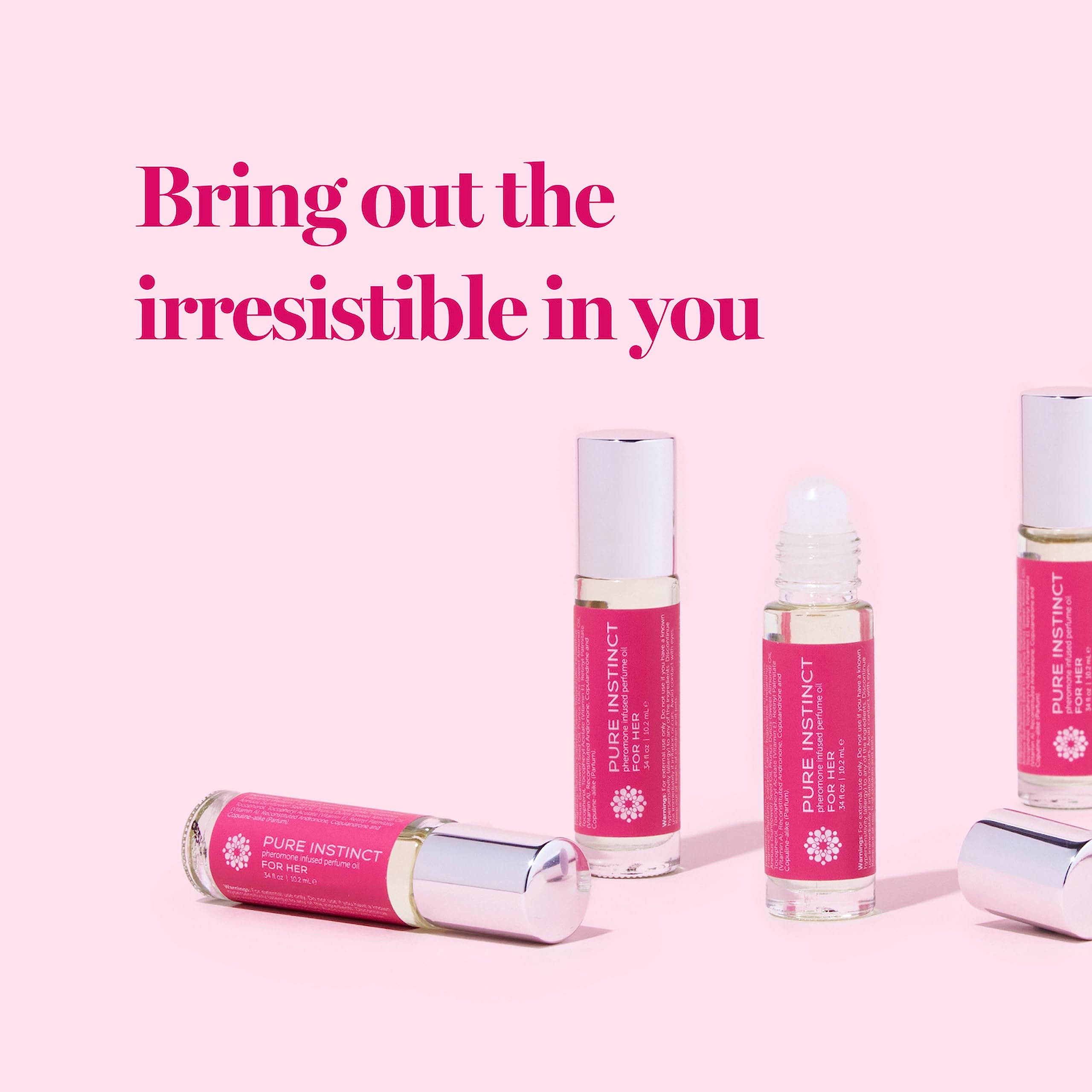 Pure Instinct Roll-On cap close-up highlighting compact design for quick application