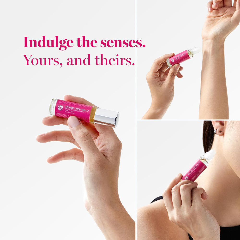 Pure Instinct Roll-On texture close-up indicating silky feel for massage use