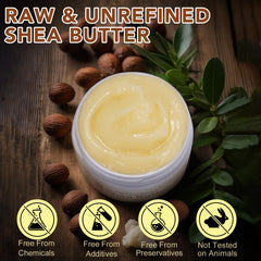Pure Natura Raw Shea Butter face application demonstrates gentle hydration.