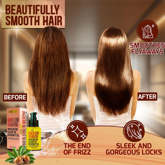 Hand applying Pure Nature Lux Spa serum for frizz control
