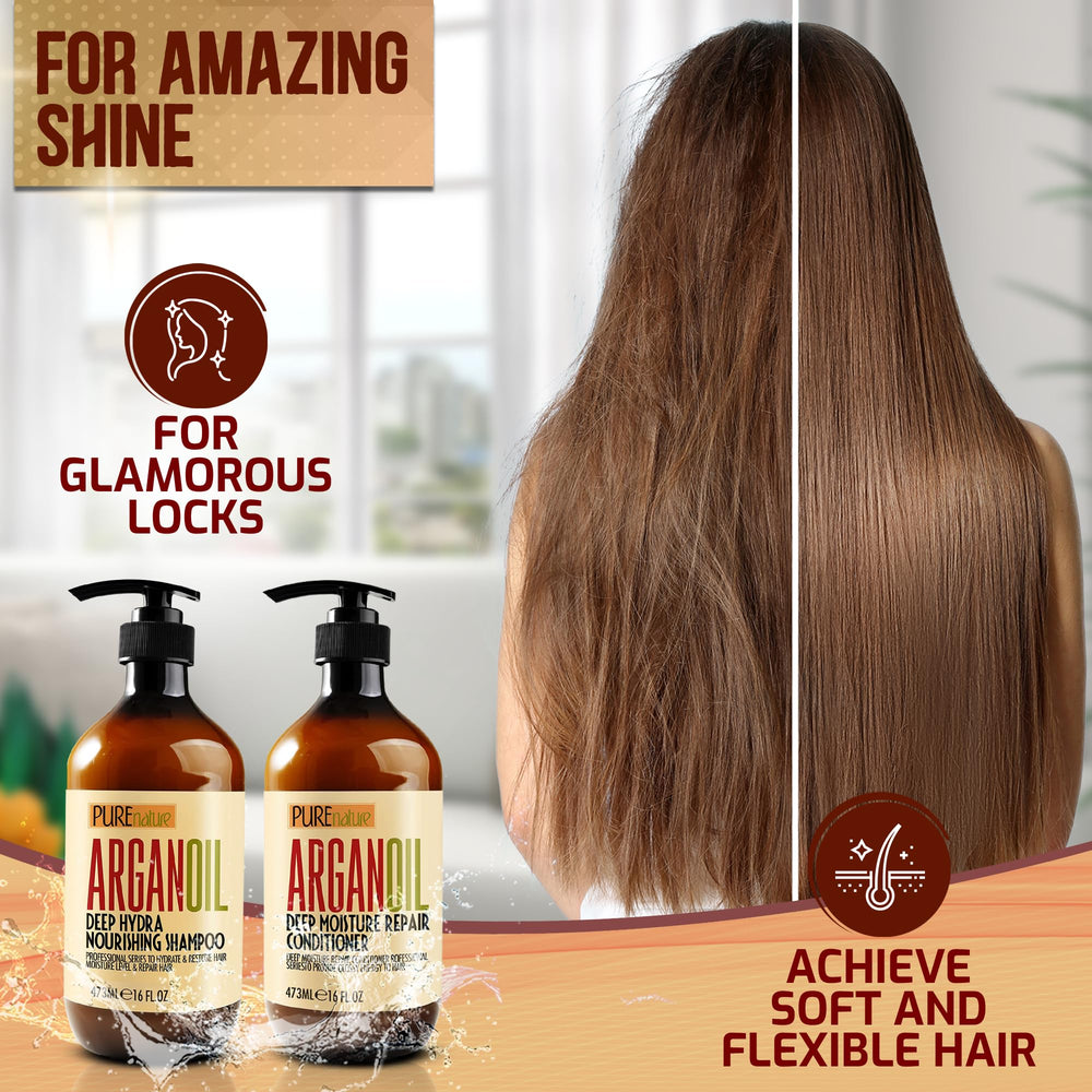 Close-up of hair looking shiny after using Pure Nature Lux Spa.