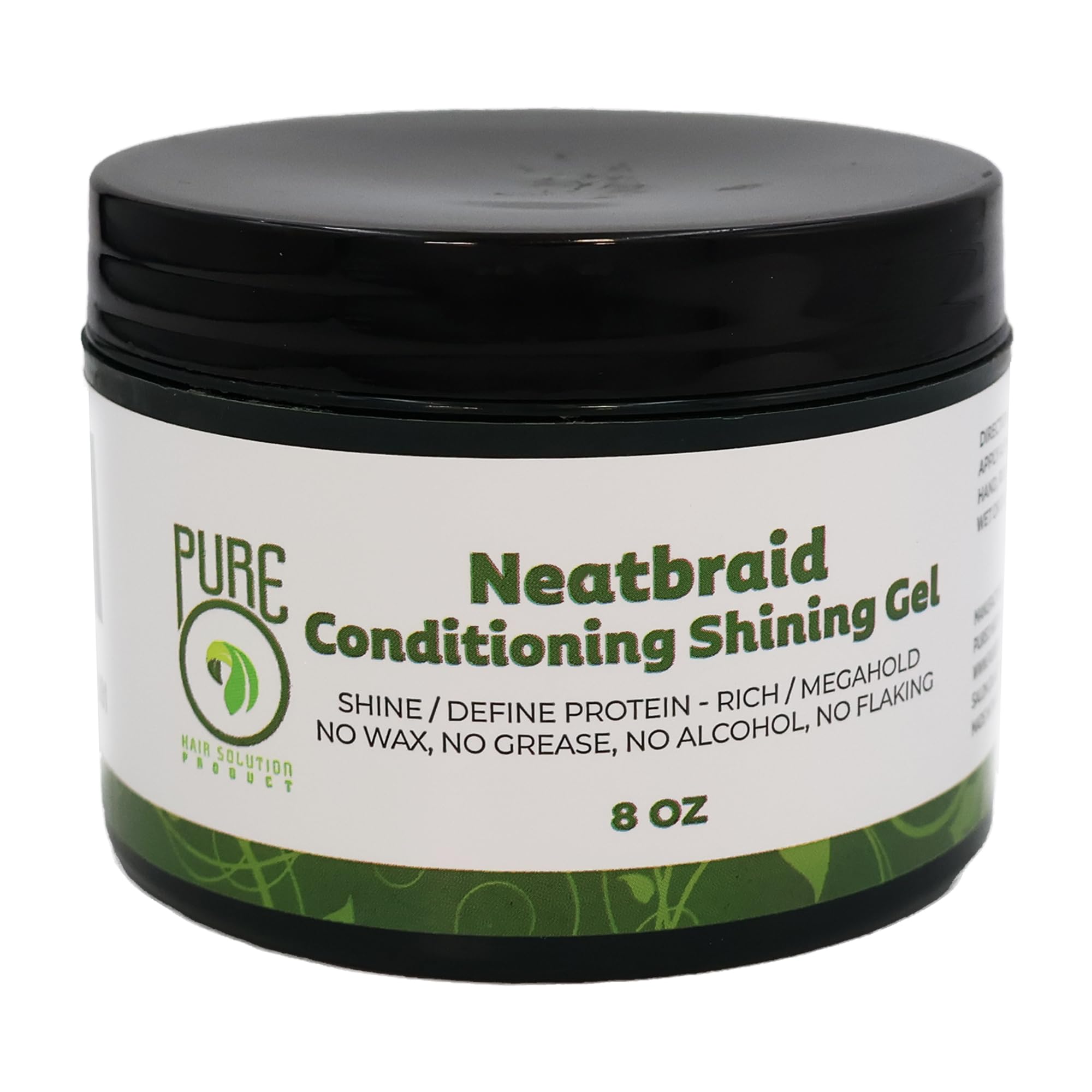 Pure O Neatbraid Conditioning Shining Gel bottle with mega hold and glossy finish.