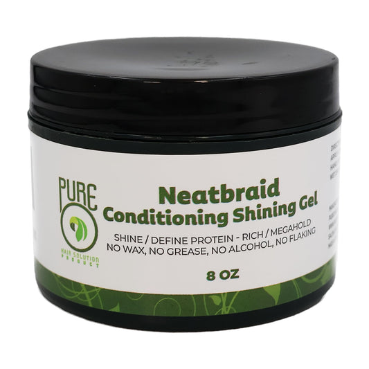 Pure O Neatbraid Conditioning Shining Gel bottle with mega hold and glossy finish.