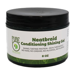 Pure O Neatbraid Conditioning Shining Gel bottle with mega hold and glossy finish.