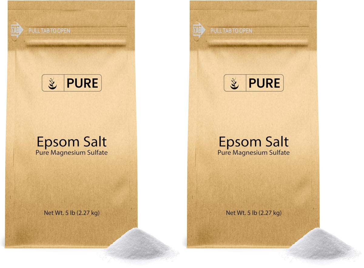 Pure Original Ingredients Epsom Salt bulk bag shown for easy soaking and value